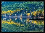 Stany Zjednoczone, Montana, Park Narodowy Glacier, Jezioro, Lake McDonald, Pomost, Mężczyzna, Góry, Lasy