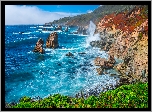 Stany Zjednoczone, Kalifornia, Big Sur Beach, Wybrzeże, Morze, Zatoka, Skały