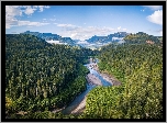 Stany Zjednoczone, Stan Waszyngton, Park Narodowy Olympic, Rzeka, Elwha River, Góry, Olympic Mountains, Lasy, Zielone, Drzewa