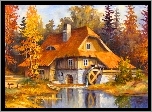 Młyn, Staw, Jesień