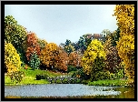 Park, Staw, Kamienny, Most, Jesień, W Rezydencji, Stourhead
