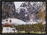 Niemcy, Bawaria, Miejscowość Schönau am Königssee, Jezioro Königssee, Kościół św. Bartłomieja, Góry