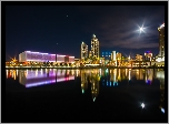 Stany Zjednoczone, Stan Floryda, Tampa, Park Curtis Hixon Waterfront, Rzeka Hillsborough, Domy, Miasto nocą