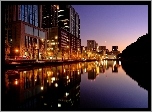 Tokio, Japonia, Miasto, Rzeka, Wieczór