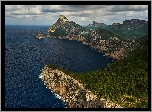 Półwysep Formentor, Wybrzeże, Klif, Góry Serra de Tramuntana, Skała, Morze, Zachód słońca, Wyspa Majorka, Hiszpania