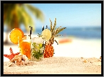 Tropikalna, Plaża, Kolorowe, Drinki, Lato