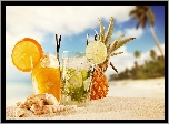 Tropikalne, Koktajle, Plaża, Muszle