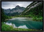 Szwajcaria, Kanton Valais, Góry, Alpy Berneńskie, Jezioro, Lac de Derborence, Lasy