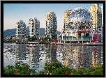 Kanada, Vancouver, Drapacze Chmur, Rzeka, Góry, Łódź