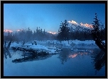Kanada, Jezioro Vermilion Lakes, Park Narodowy Banff, Góry, Zima