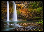 Wodospad Wailua Falls, Skała, Roślinność, Rzeka, Kauai, Hawaje