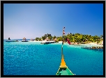 Malediwy, Jumeirah Vittaveli, Morze, Plaża, Łódź, Wyspa, Niebo Wakacje