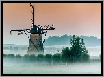 Wiatrak, Mgła, Drzewa, Świt
