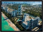 Wieżowce, Plaża, Ocean, Miami, Floryda