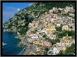 Włochy, Amalfi, Wybrzeże, Domy, Góra, Morze