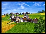 Włochy, Górska, Wioska, Pola