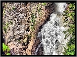 Wodospad, Skały, Drzewo, Alpiniści