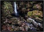 Wodospad Stanley Force, Kamienie, Skały, Wąwóz Stanley Ghyll, Miejscowość Eskdale, Hrabstwo Kumbria, Anglia