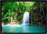 Wodospad, Jeziorko, Drzewa, Plitvice, Chorwacja