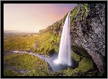 Wodospad Seljalandsfoss, Rzeka Seljalandsa, Skały, Islandia