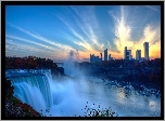 Wodospad, Niagara, Wieżowce, Zachód słońca