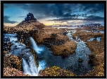 Islandia, Wodospady, Pola, Rozlewiska, Góra Kirkjufell