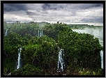 Wodospady, Iguazu, Lasy, Niebo, Brazylia