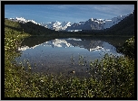 Góry, Śnieg, Jezioro, Park Narodowy Wrangla-Świętego Eliasza, Stan Alaska, Stany Zjednoczone