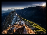 Wschód słońca, Góry, Tatry, Giewont, Polska