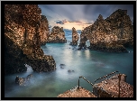 Wybrzeże, Skały, Morze, Ponta da Piedade, Region Algarve, Portugalia