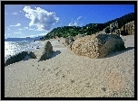 Wybrzeże, Plaża, Skały, Góry