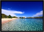 Wyspa, Komodo, Morze, Plaża, Wzgórza, Drzewa