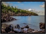Wzgórze, Ocean, Kamienie, Roślinność