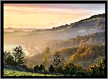 Wzgórze, Rzeka, Świt, Mgła