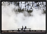 Yellowstone National, Zima, Ławka, Ludzie