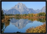 Stany Zjednoczone, Stan Wyoming, Park Narodowy Grand Teton, Rzeka Snake River,  Góry Mount Moran