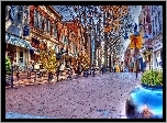 Nowy, York, Main, Street, Drzewa, Przebijające, Światło