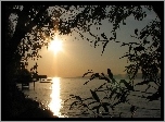 Zachód, Słońca, Jezioro, Balaton, Węgry