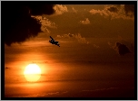 Zachód Słońca, Niebo, Chmury, Samolot