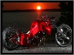 Zachód, Słońca, Jezioro, Czerwony, Motocykl