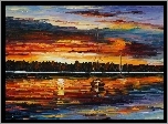 Zachód, Słońca, Las, Jezioro, Żaglówka