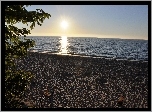 Zachód, Słońca, Morze, Plaża, Pobierowo