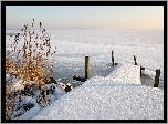 Śnieg, Pomost, Zamarznięte, Jezioro