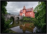 Czechy, Zamek Chervena Lhota, Most, Rzeka, Drzewa