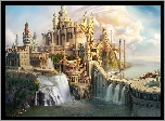Fantasy, Zamek, Wodospad