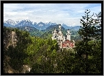 Zamek, Neuschwanstein, Góry, Lasy
