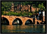Heidelberg, Zamek, Domy, Rzeka, Neckar, Most, Lasy