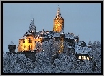 Zamek, Wernigerode, Niemcy, Zima