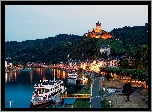 Zamek Reichsburg, Miasto Cochem, Niemcy, Rzeka Mozela, Statki