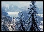 Zamek, Neuschwanstein, Zima, Niemcy
